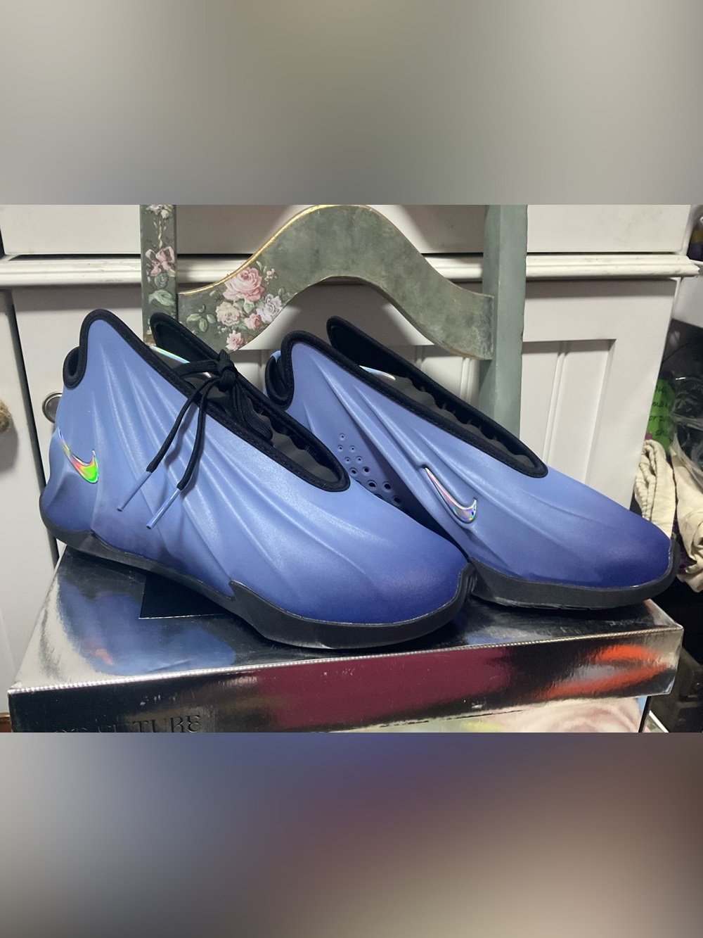 Nike Men’s Purple Gradient Slip-On Sneakers with Iridescent Swoosh